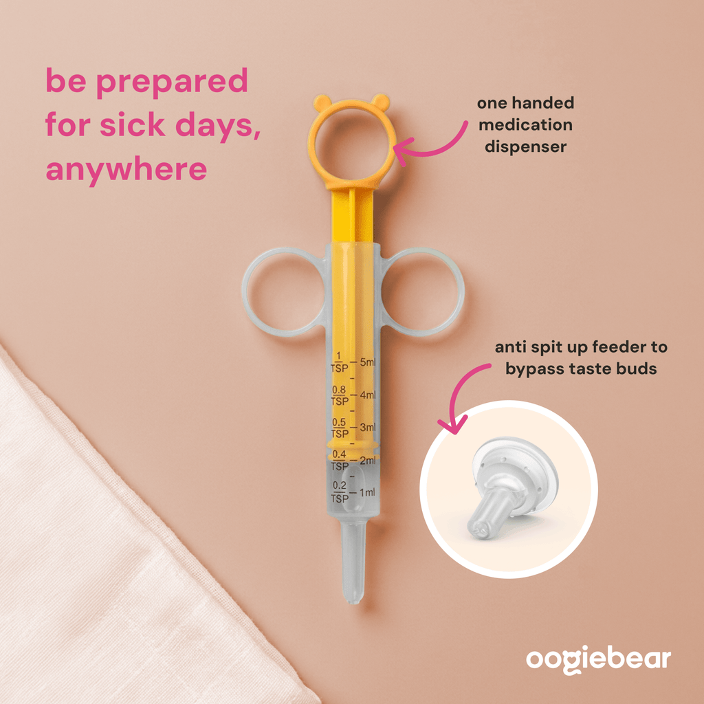 Baby Medicine Syringe and Anti Spit-Up Feeder Set - Orange/Clear