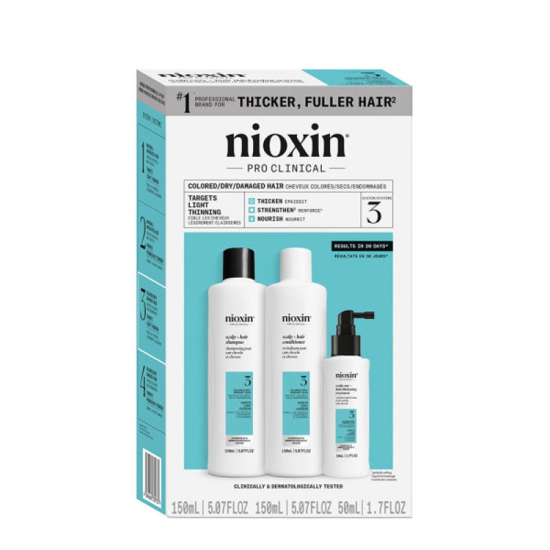 Nioxin System 3 professional 3-step kit for light thinning and color-treated hair