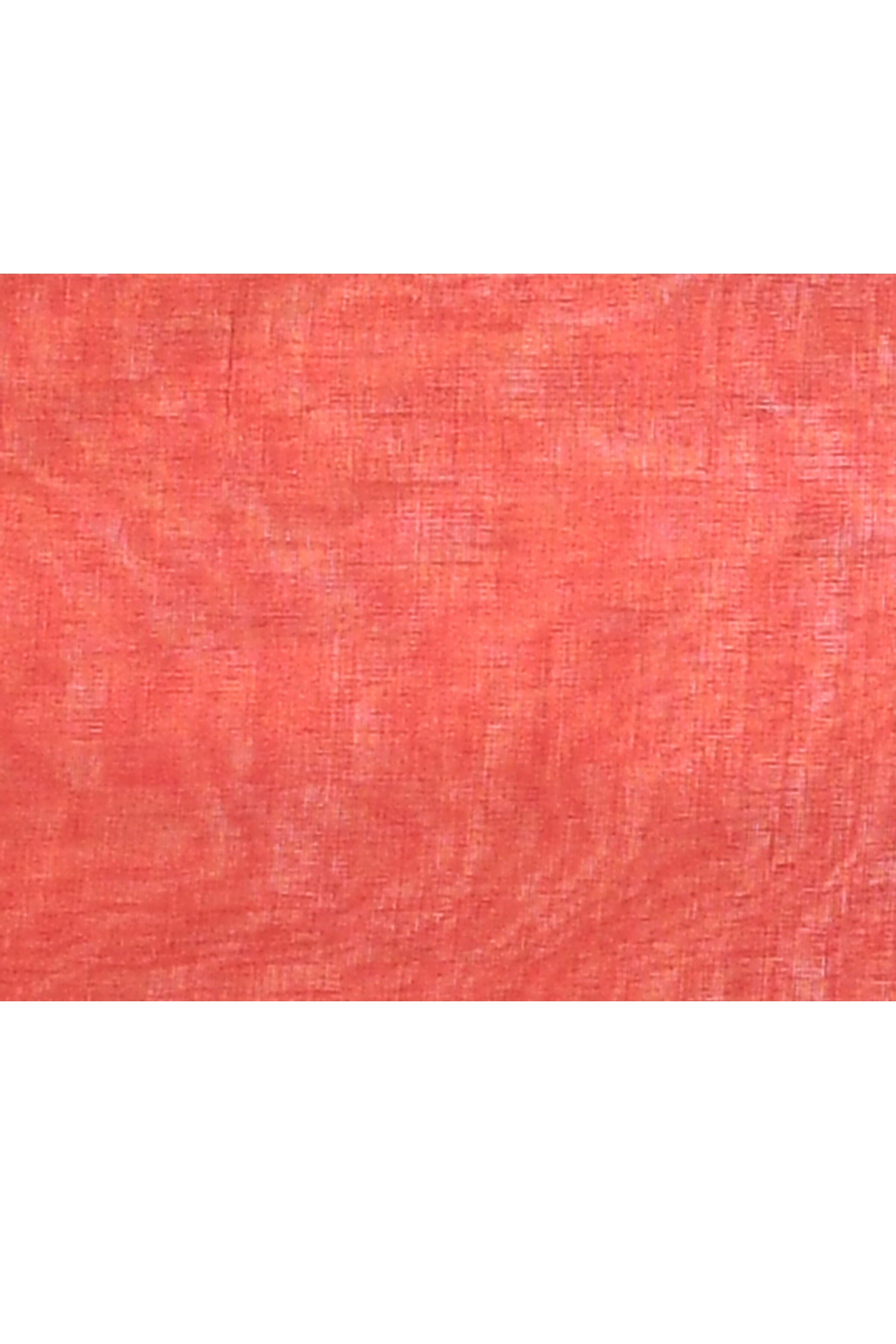 Red Dual Tone Organic Tissue Saree with Unstitched Blouse Piece