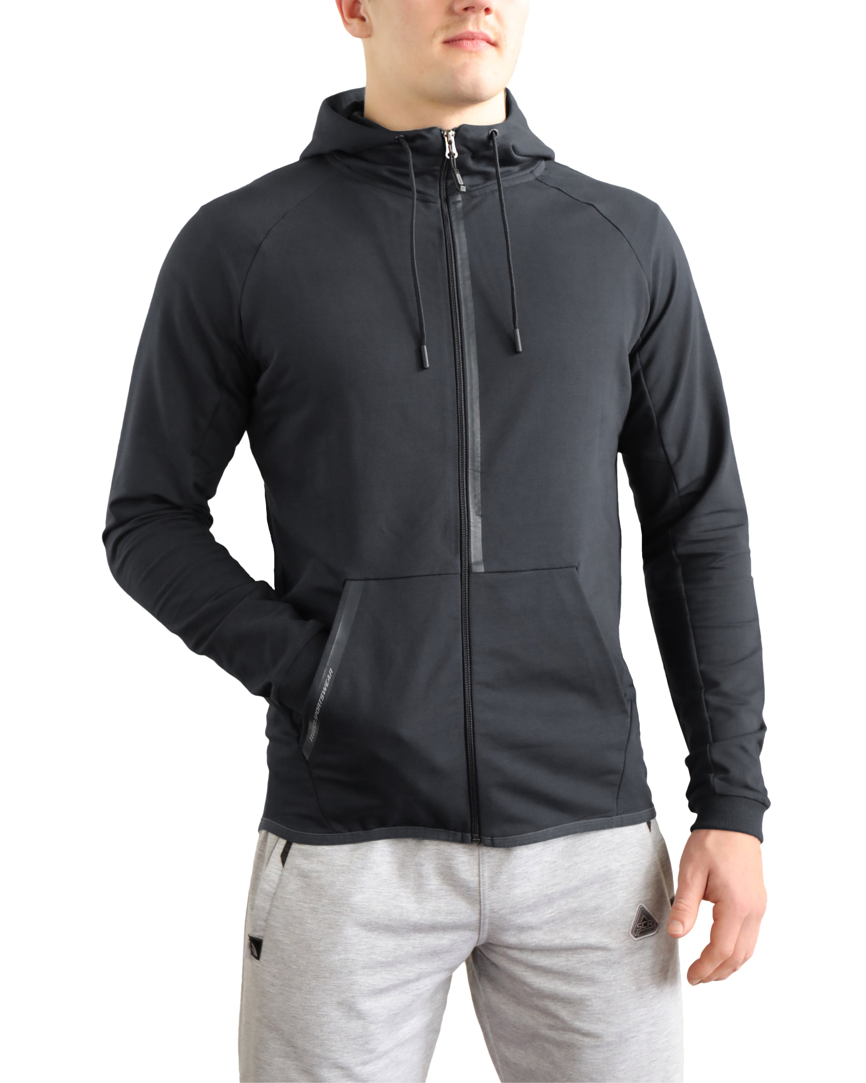 Mens Slim Fit Full-Zip Hooded Sweatshirt in Heather Grey - Image 5