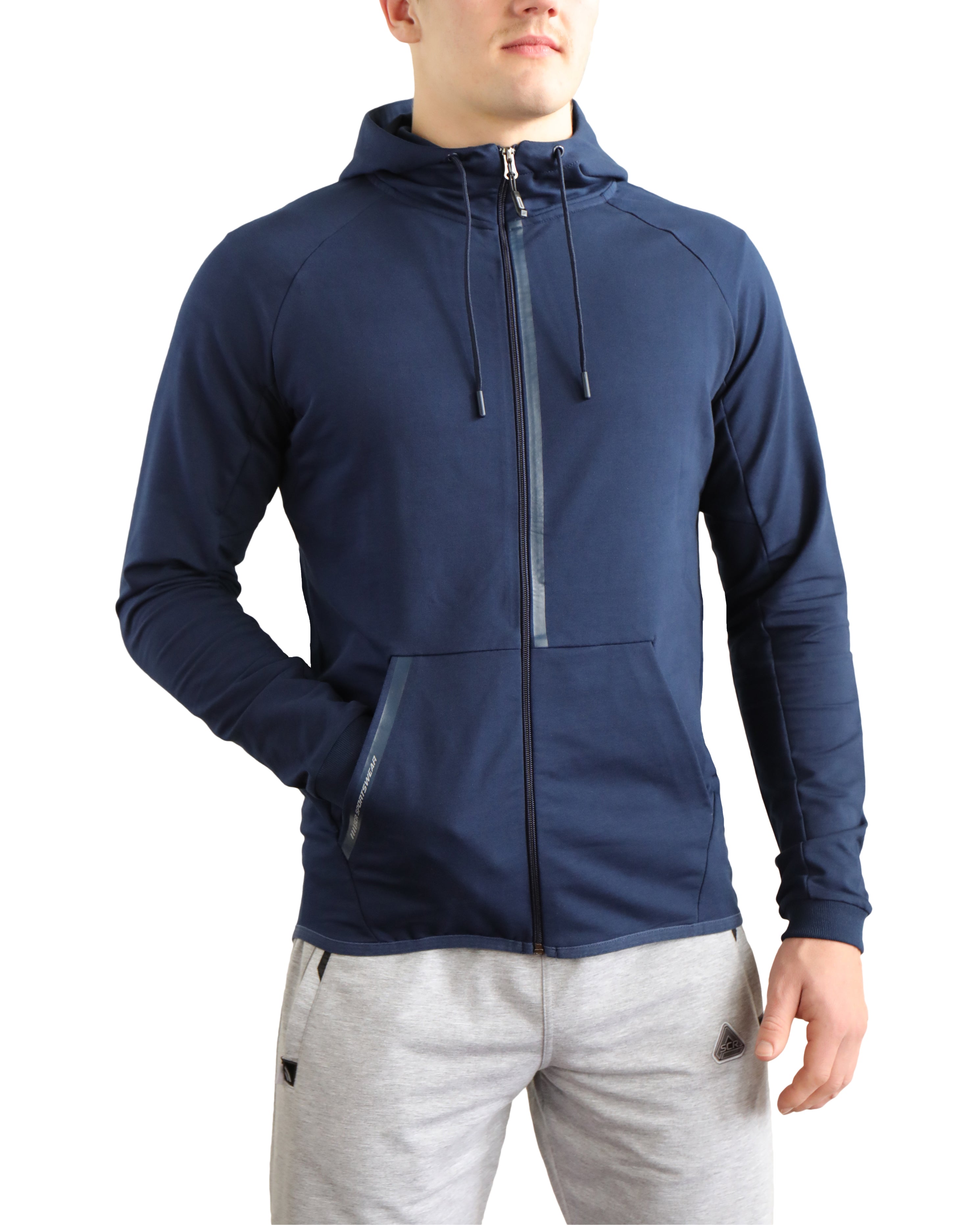 Mens Slim Fit Full-Zip Hooded Sweatshirt in Heather Grey - Image 16