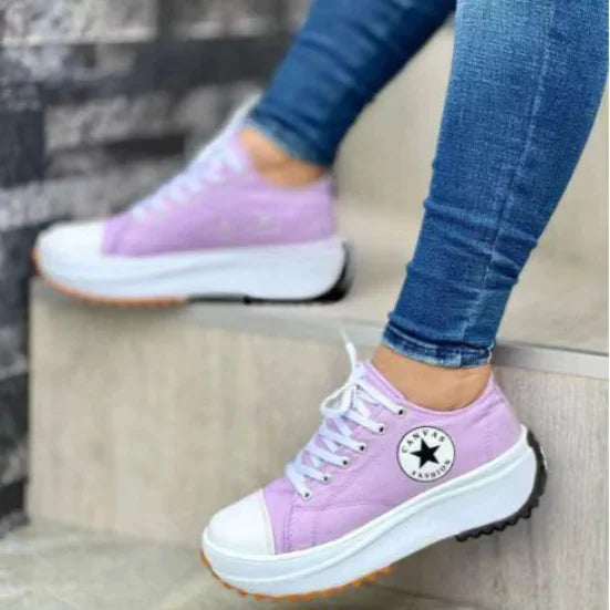 Women's High Top Canvas Sneakers with Unique T-Strap Detail - Image 39
