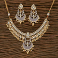 Exquisite golden white and grey Kundan, pearl, and onyx necklace set for women