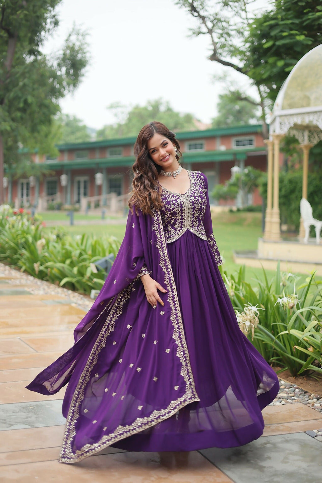 Purple Georgette Kurta Set with Sequence Embroidery