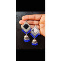 Blue mirror work smart earrings for modern and traditional styling