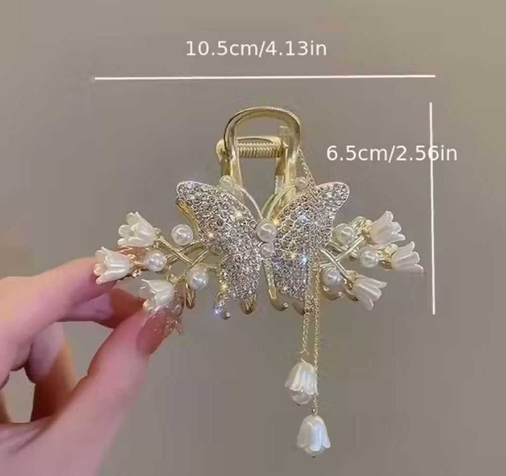 White Butterfly Metal Hair Claw Clip