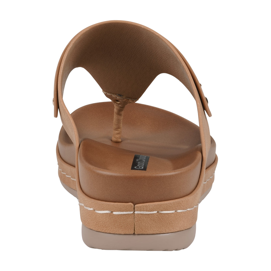 Women's Tani Laser-Cut Thong Wedge Sandals in Tan - Image 4