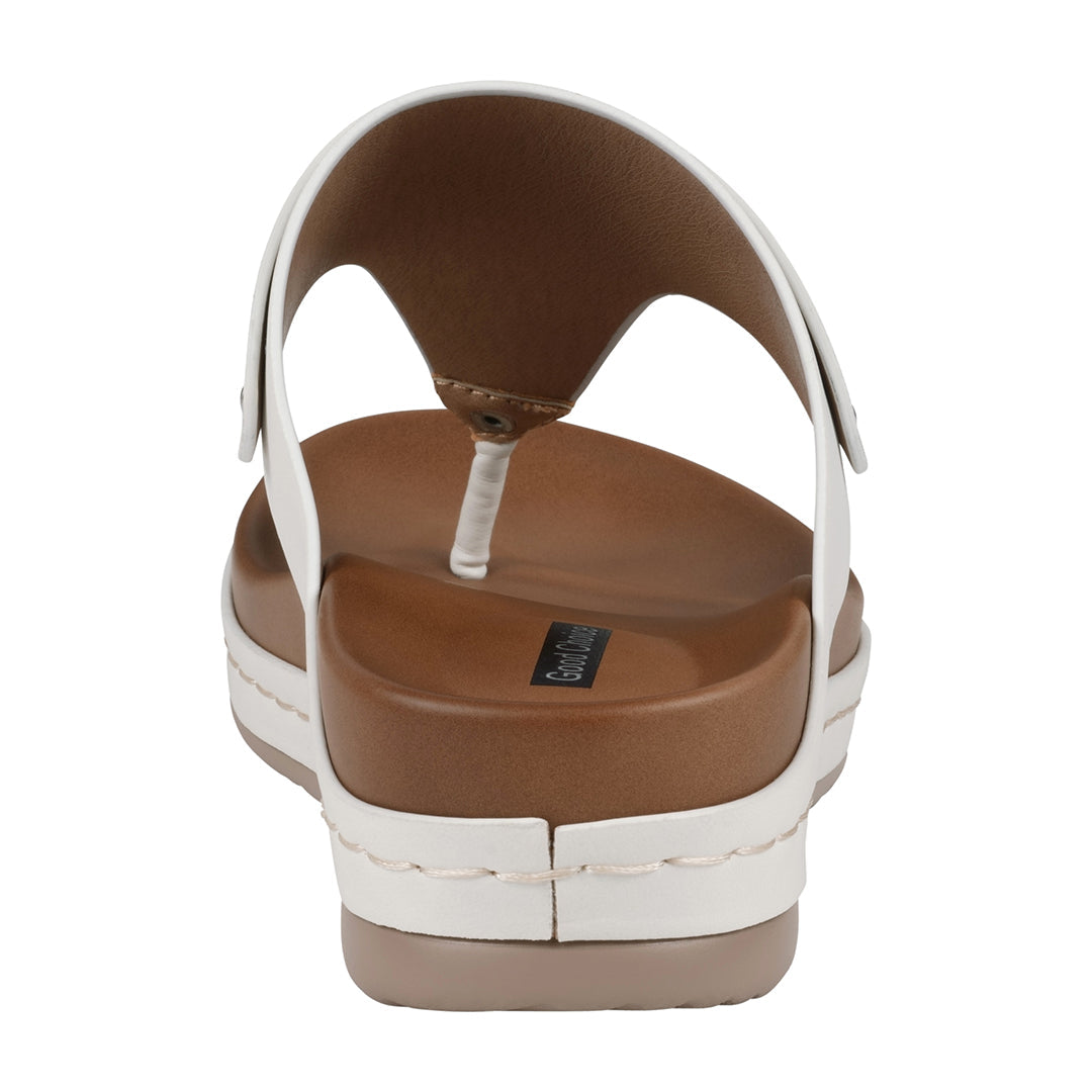 Women's White Tani Laser-Cut Thong Wedge Sandals - Image 4