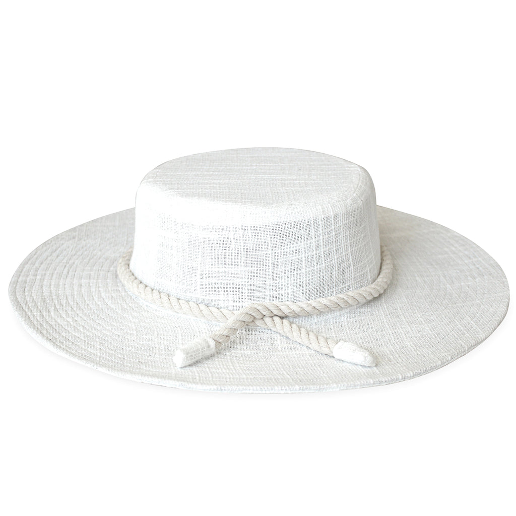 LORETTA Linen Jute Hat in Off White