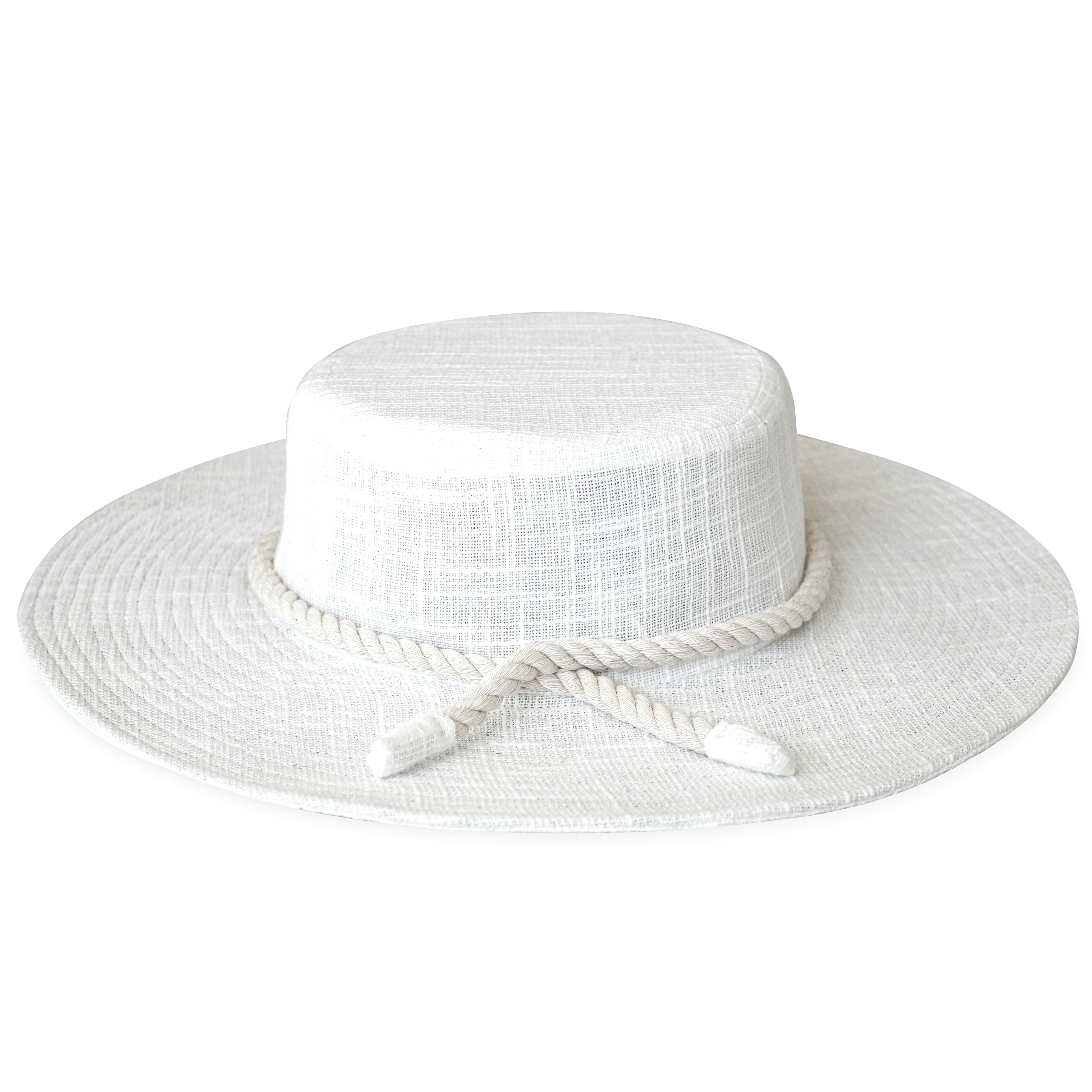 LORETTA Linen Jute Hat in Off White