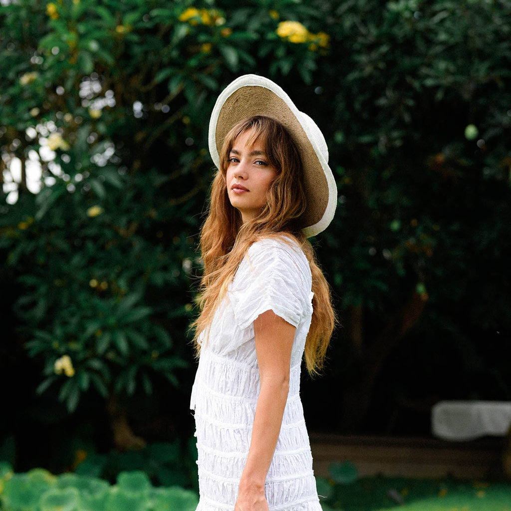LORETTA Linen Jute Hat in Off White