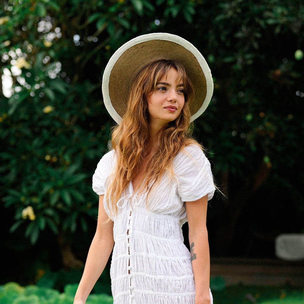 LORETTA Linen Jute Hat in Off White