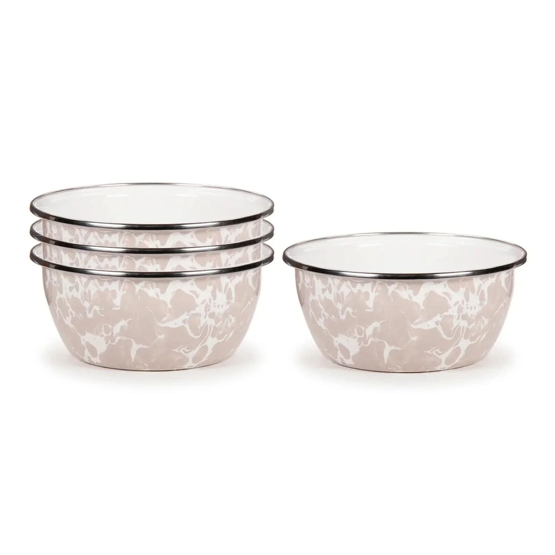 Aspen Grove Enamelware Salad Bowls - Rustic Set of 4