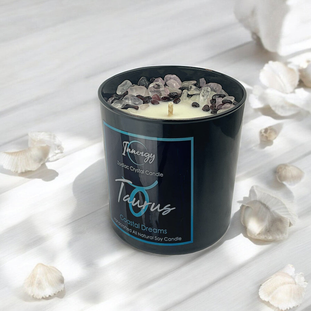 Taurus Zodiac Crystal Candle, 10oz