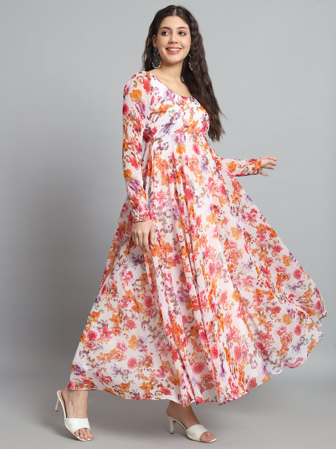 Fab Fashion Tiny Red Floral Gota Anarkali