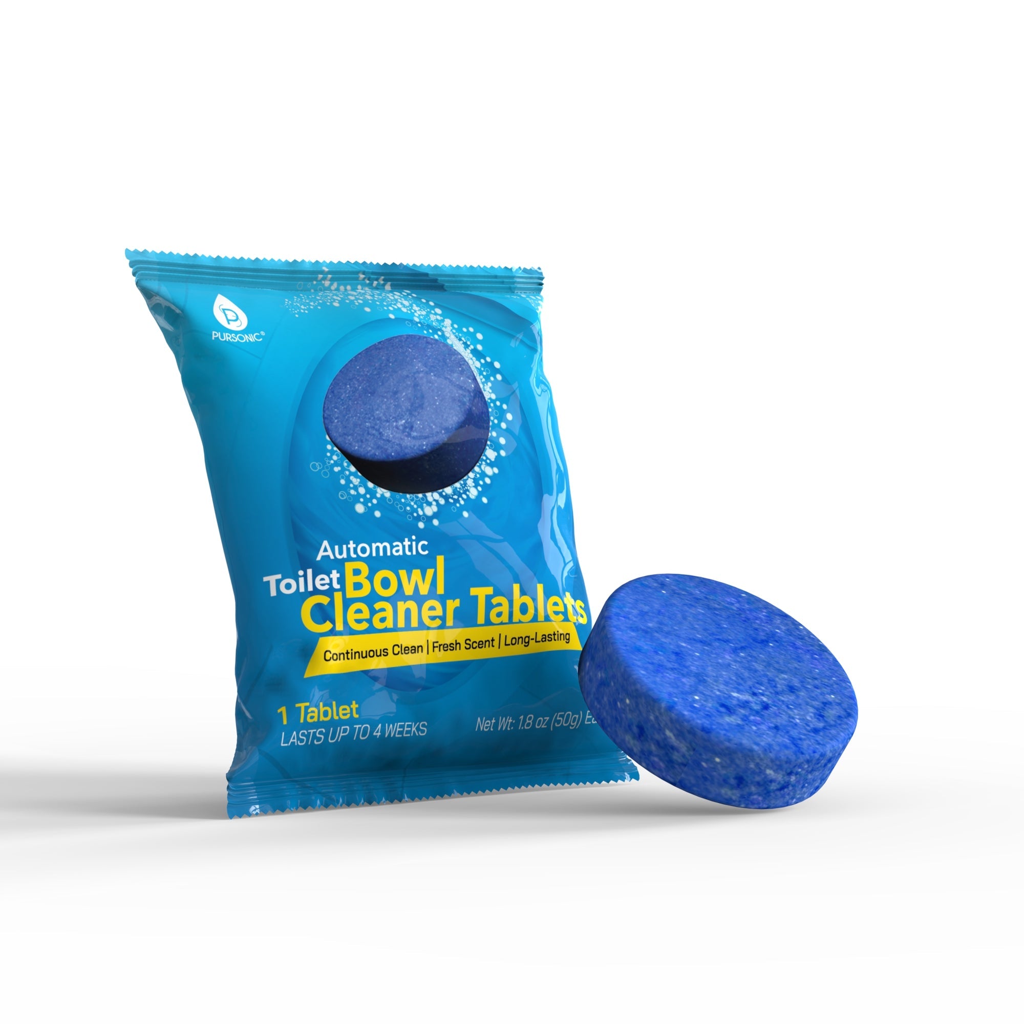 Pursonic Automatic Toilet Bowl Cleaner Tablets | Stain & Odor Removal, Long-Lasting Freshness, Blue Water Indicator