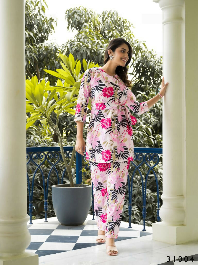 Multi Print Muslin Cotton Co-Ord Set - Manya Casual Two-Piece