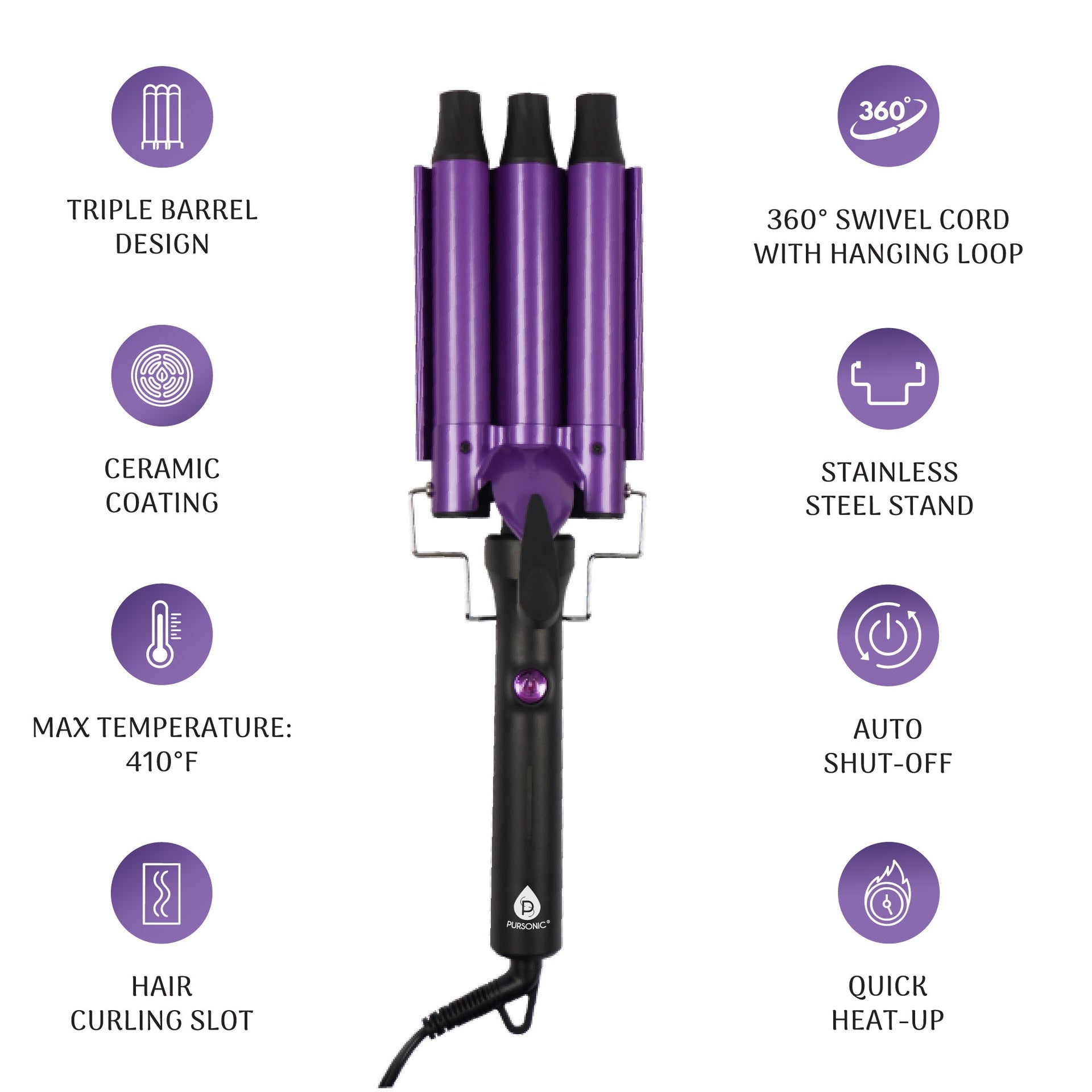 Dimmable LED Vanity Mirror & Pursonic Triple Barrel Hair Curler: The Ultimate Glow-Up Bundle