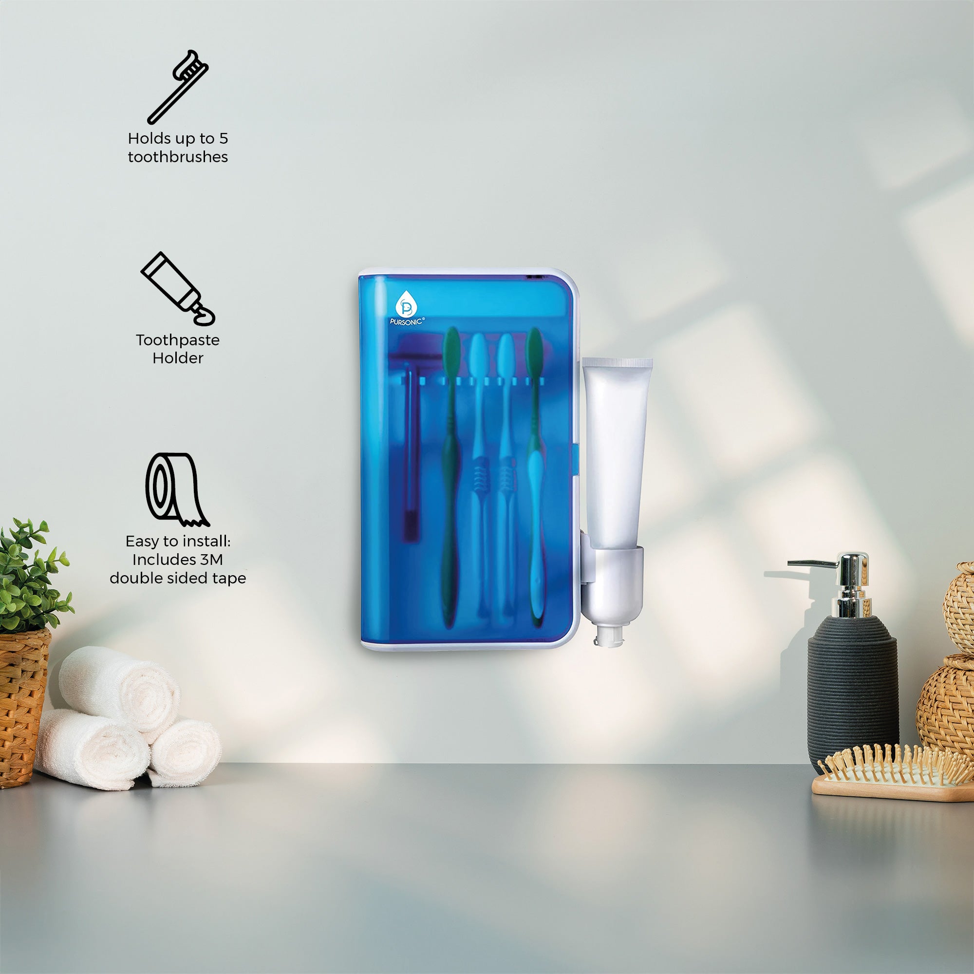 Pursonic Complete Oral Care Bundle – USB Rechargeable Sonic Toothbrush, Water Flosser & UV Toothbrush Sanitizer
