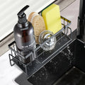 Sponge Holder for Kitchen Sink Sink Caddy with Auto Draining Tray Hanging Rod Rustproof Stainless Sink Caddy Kitchen Sink Organizer Kitchen Gadgets Soap Dispenser Kitchen Organizers and Storage