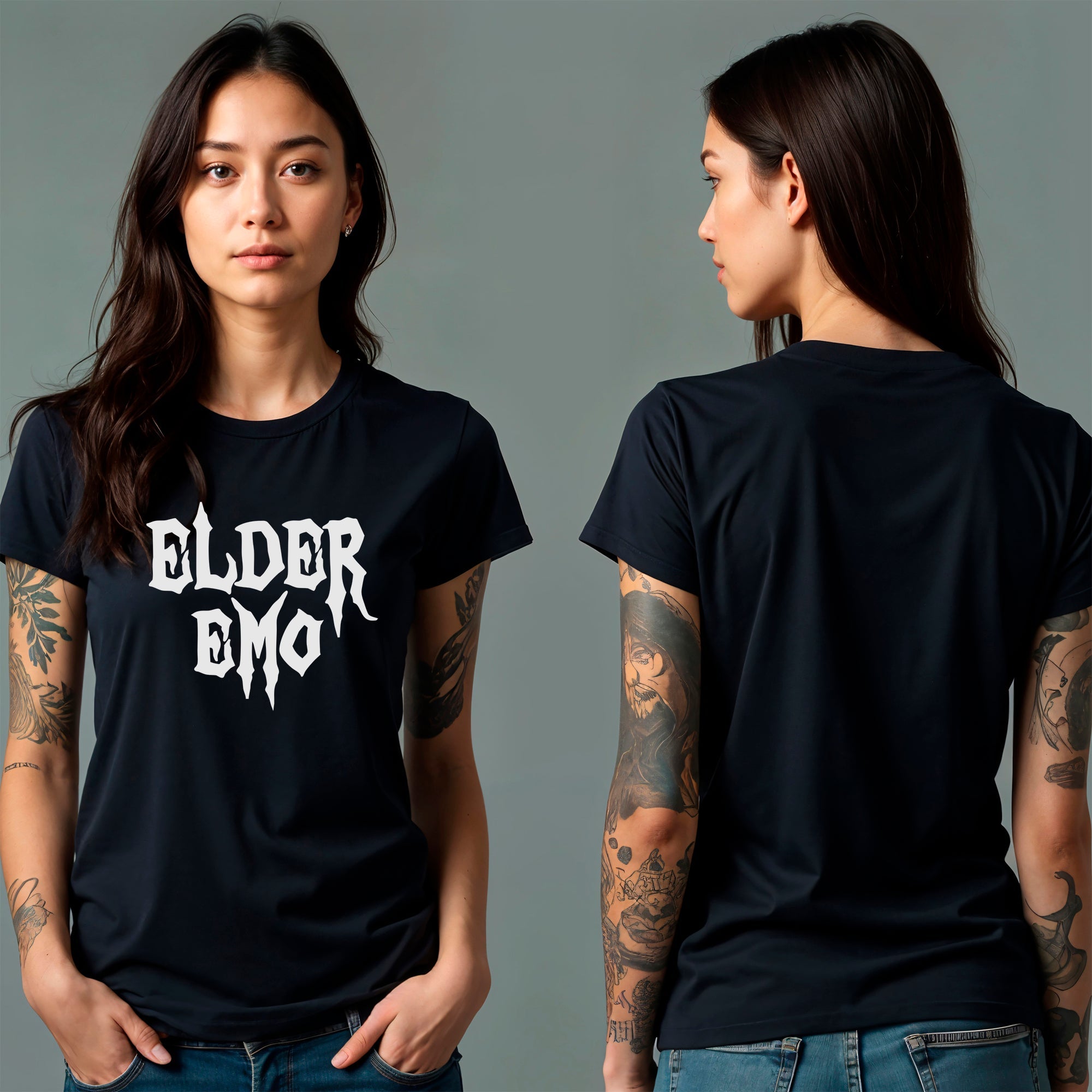Glow in the Dark Elder Emo Black Crew Neck T-Shirt - Image 6