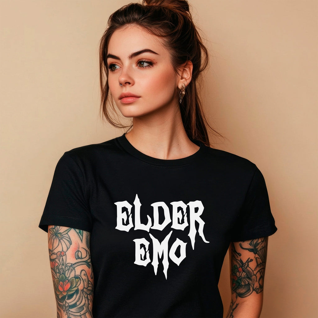 Glow in the Dark Elder Emo Black Crew Neck T-Shirt - Image 3