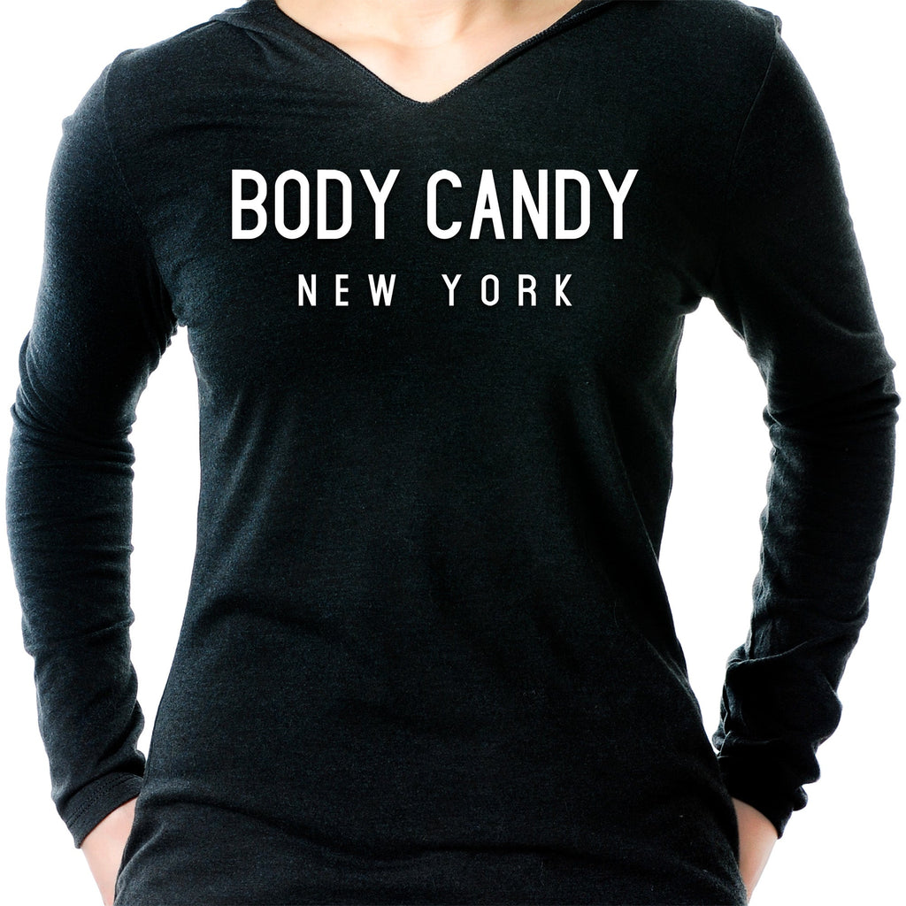 Women's Gray Tapered Long Sleeve V-Neck Hoodie Casual Pullover - Image 4