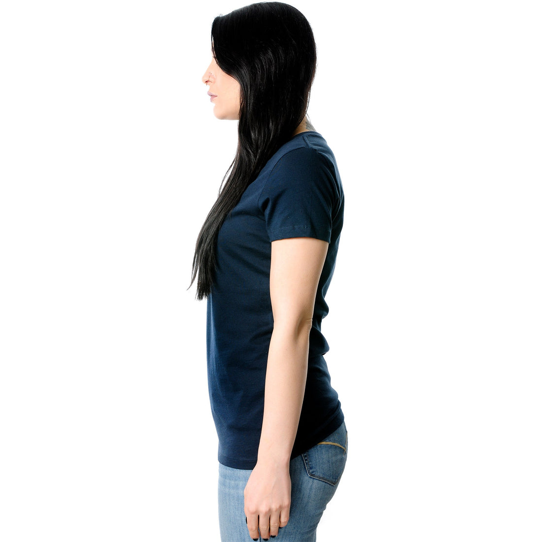 Women's Navy Pretty in Ink Tapered V-Neck T-Shirt - Image 3