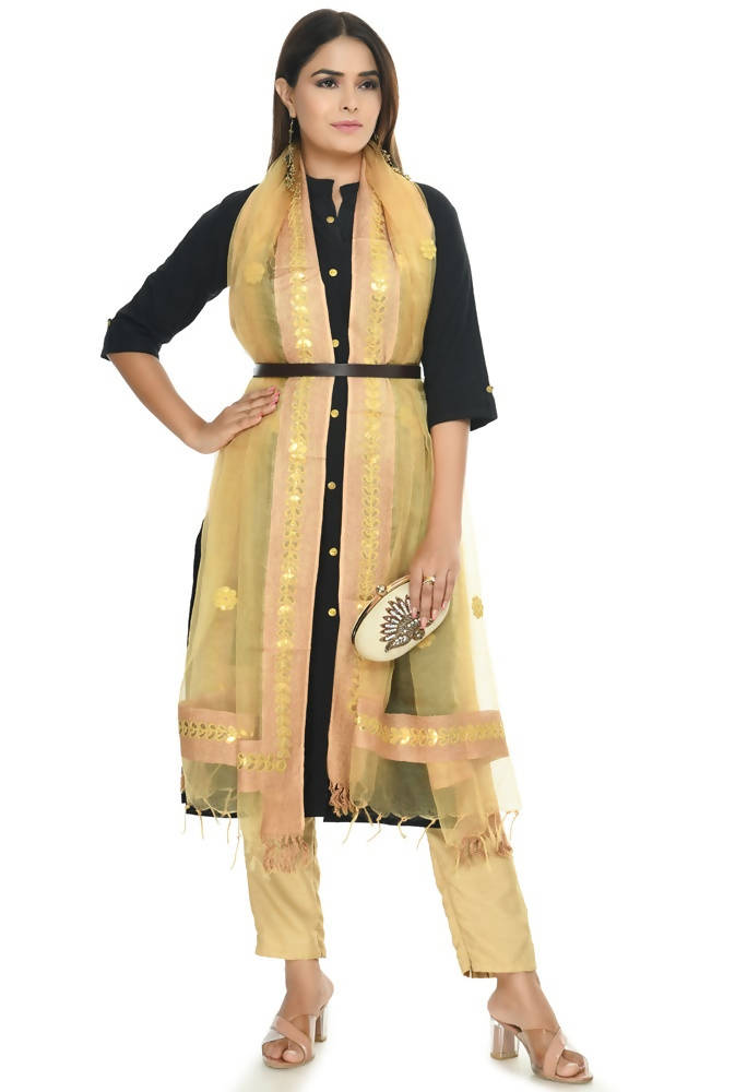 Golden Organza Gota Patti Dupatta for Festive Ethnic Wear