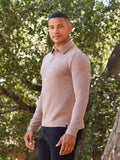 Men's Henrique long sleeve sweater knit polo in solid taupe and brown