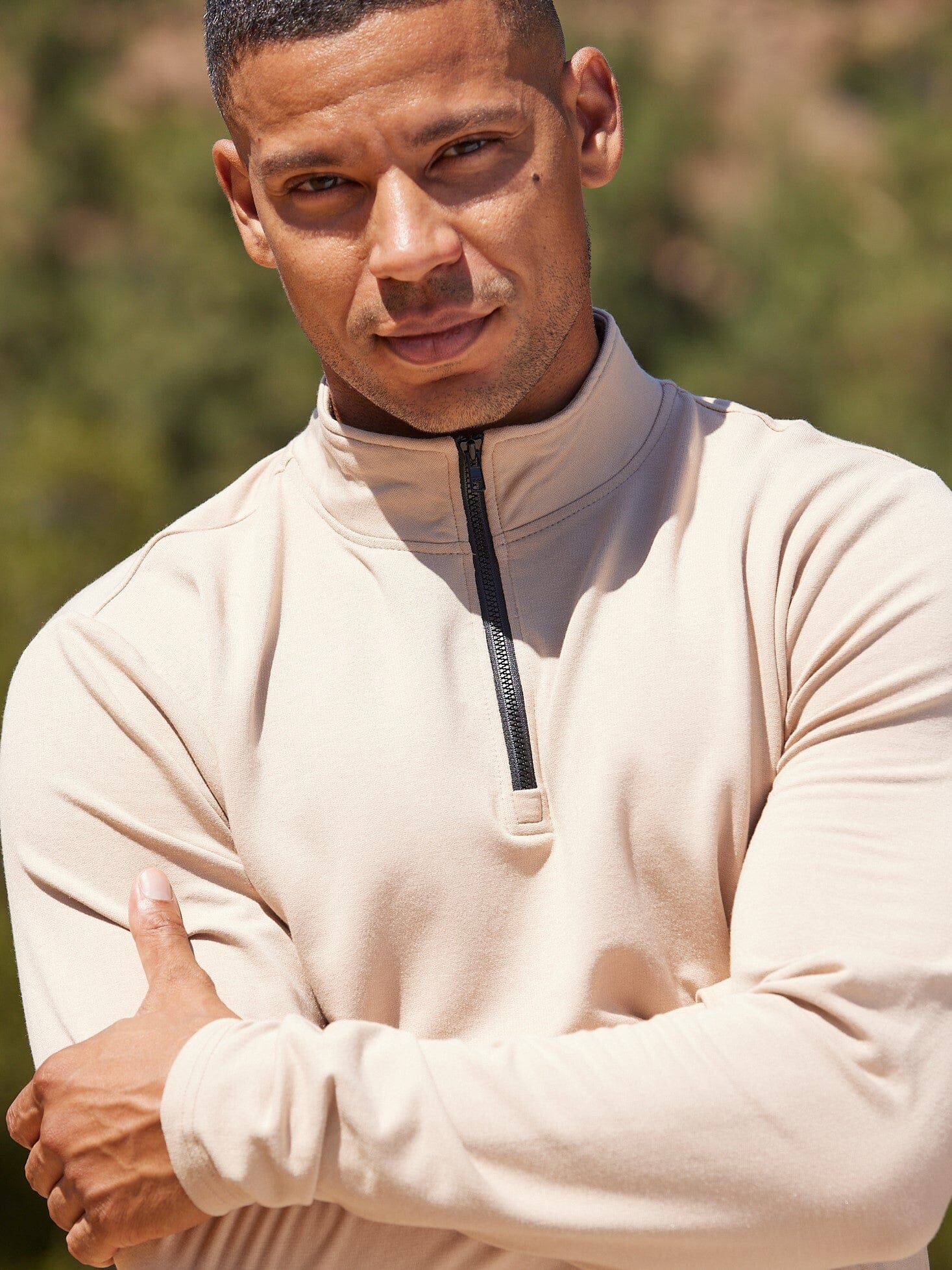 Modal Terry Quarter Zip Mock Neck Pullover for Everyday Comfort