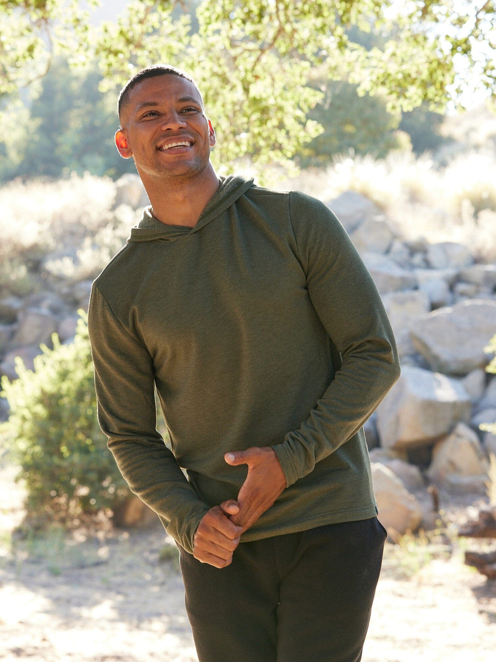 Men's Core Feather Fleece Hoodie in Olive Green