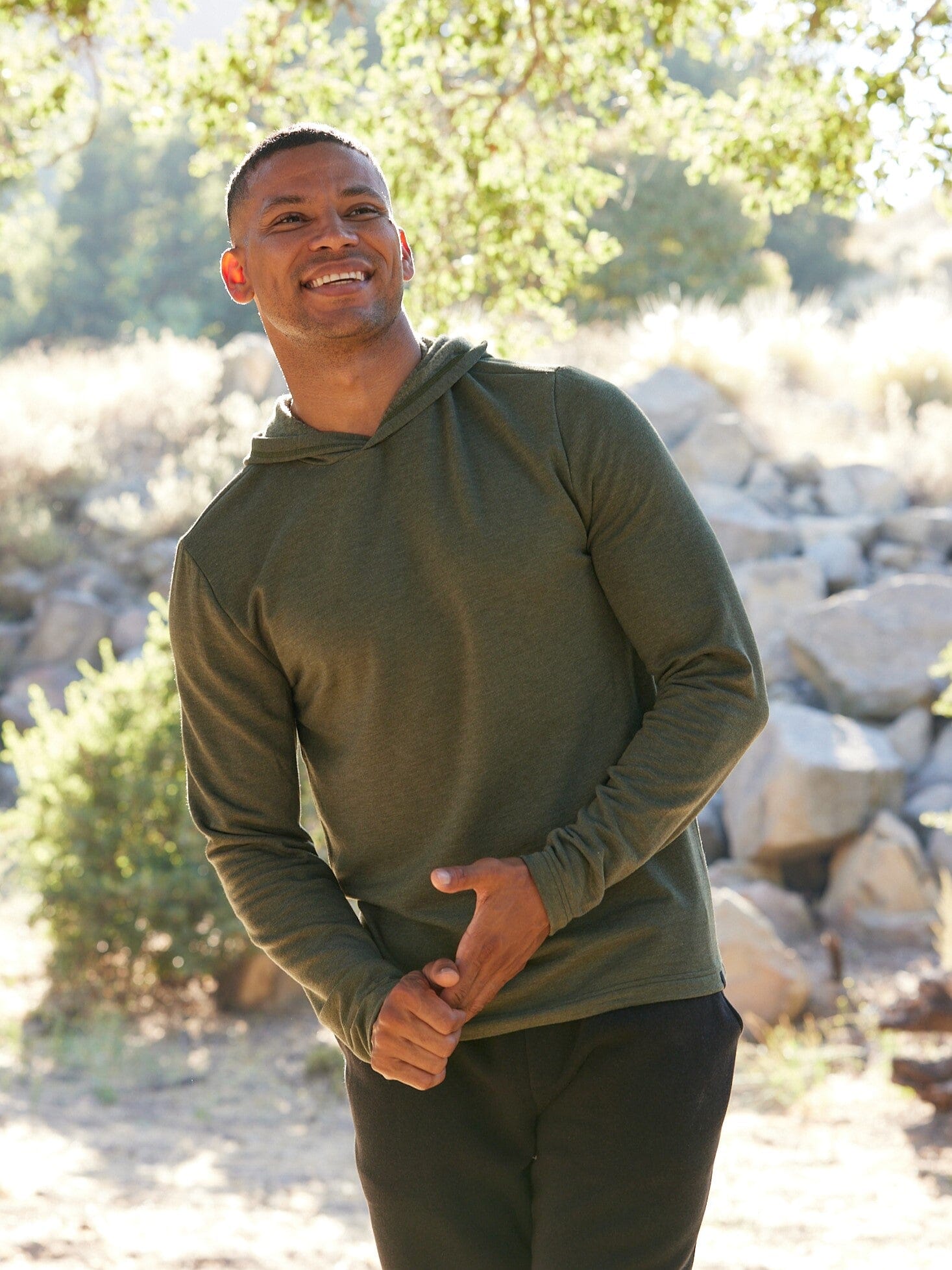 Men's Core Feather Fleece Hoodie in Olive Green