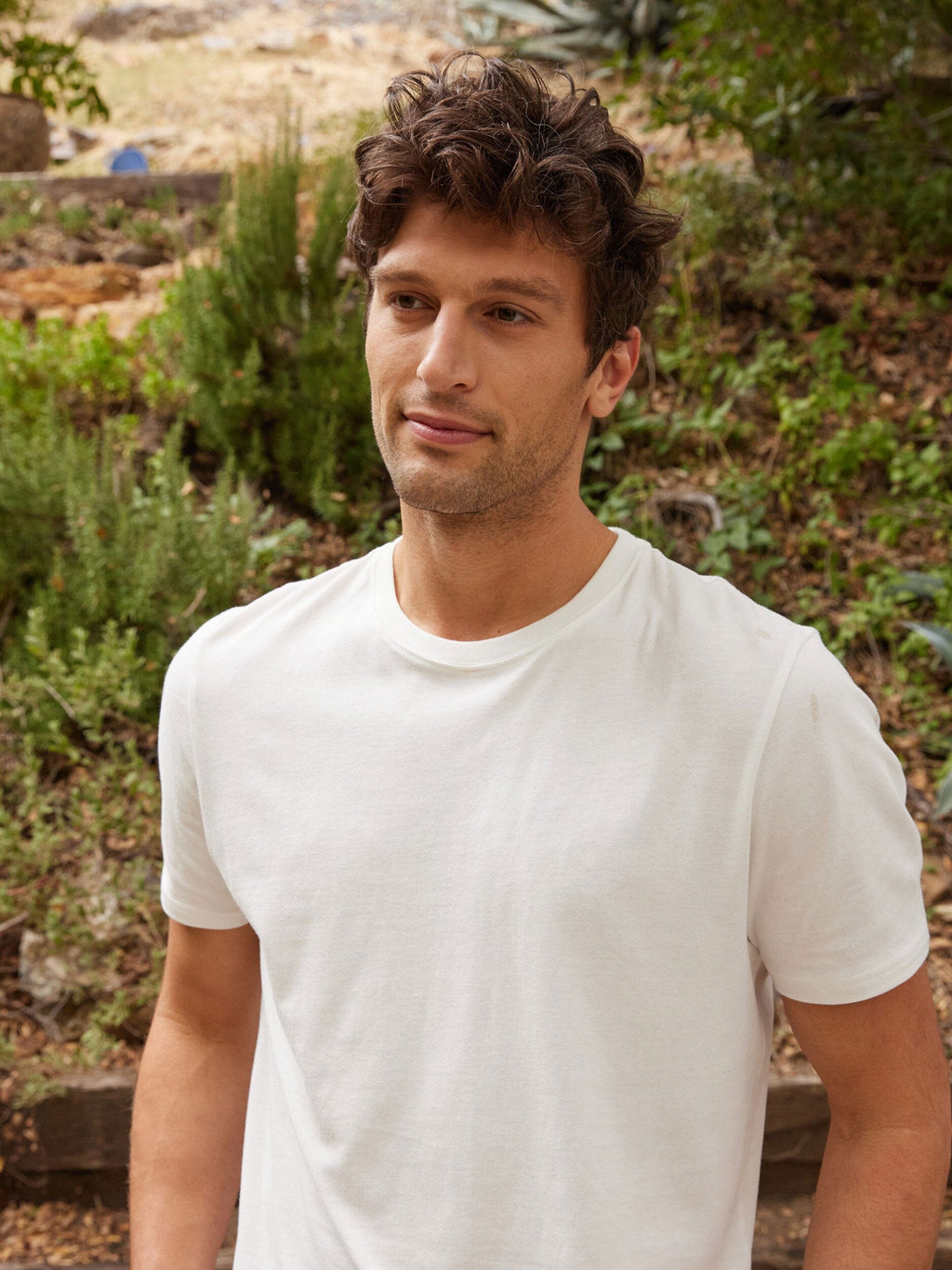 Front view of a solid 100% organic cotton classic crew neck t-shirt