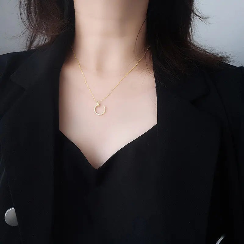 Trendy Luxury Hook Pendant Necklace for Women