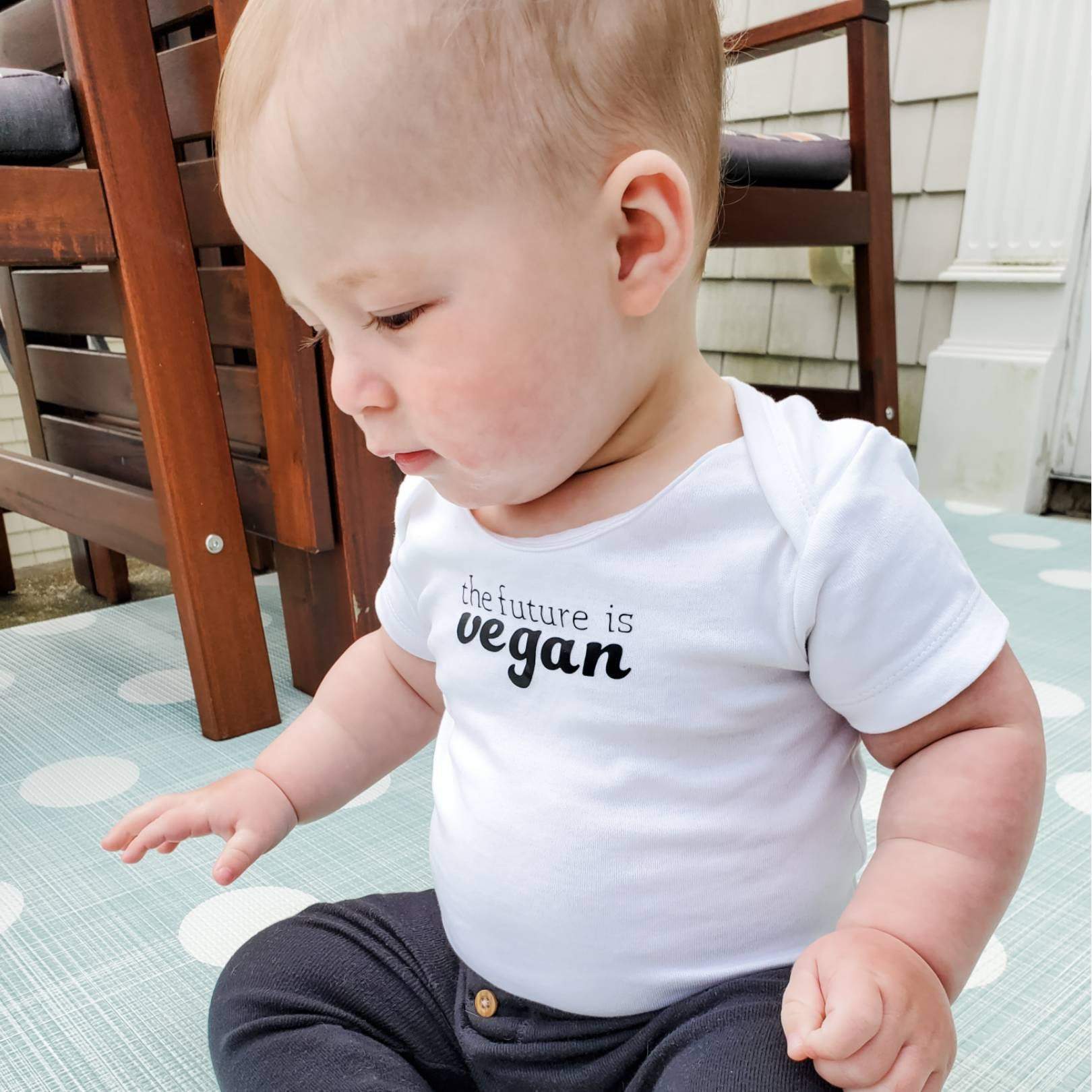 THE FUTURE IS VEGAN Short Sleeve Baby Bodysuit OR Toddler Tee