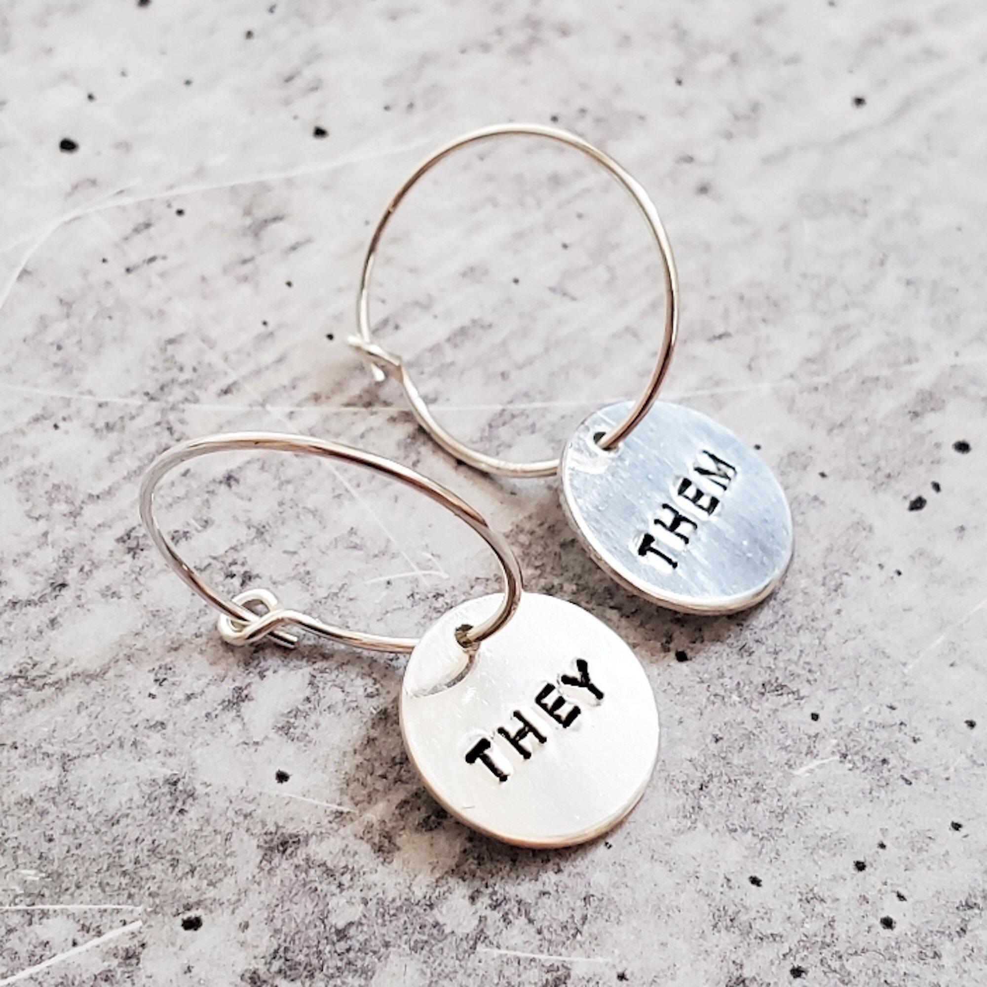 THEY/THEM Pronoun Hoop Earrings