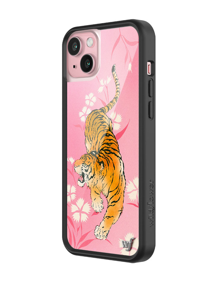 Tiger Blossom iPhone Case with Pink Floral Print and Rugged Bumper - Image 16