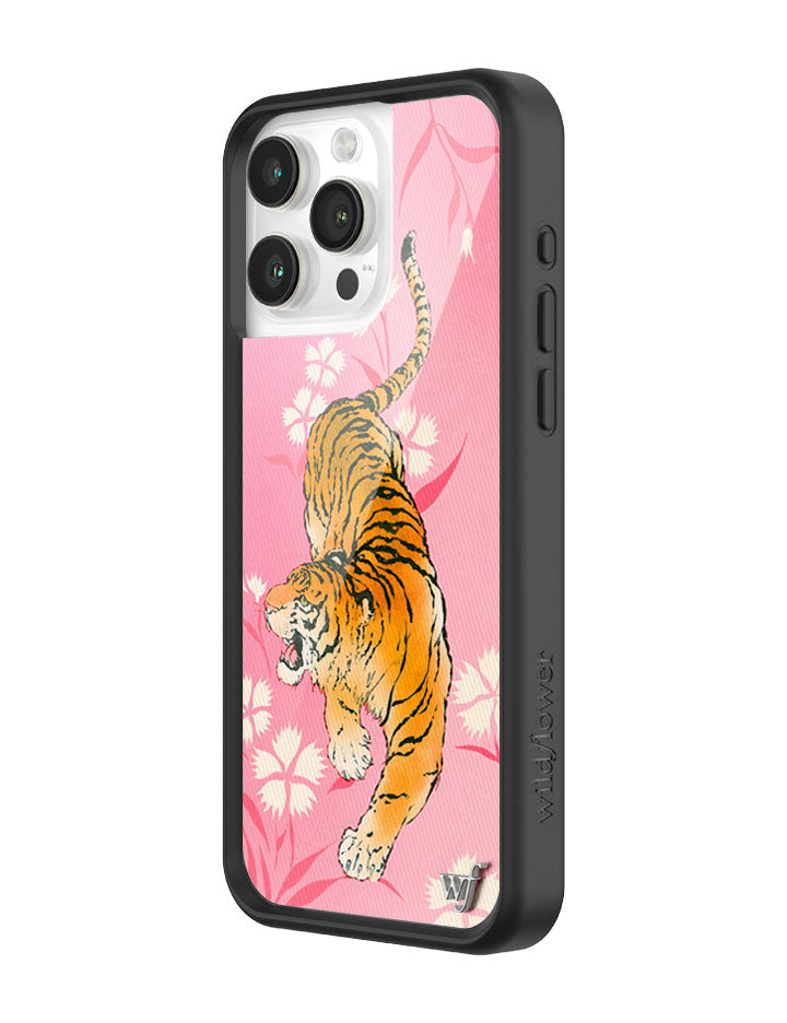 Tiger Blossom iPhone Case with Pink Floral Print and Rugged Bumper - Image 14