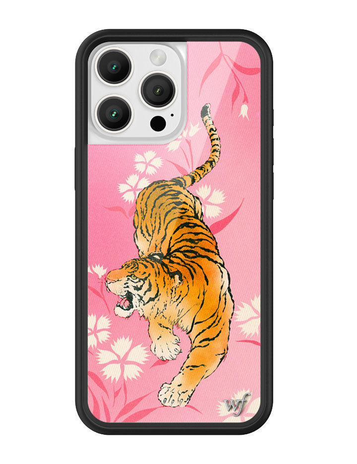 Tiger Blossom iPhone Case with Pink Floral Print and Rugged Bumper - Image 3