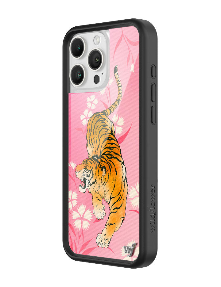 Tiger Blossom iPhone Case with Pink Floral Print and Rugged Bumper - Image 4