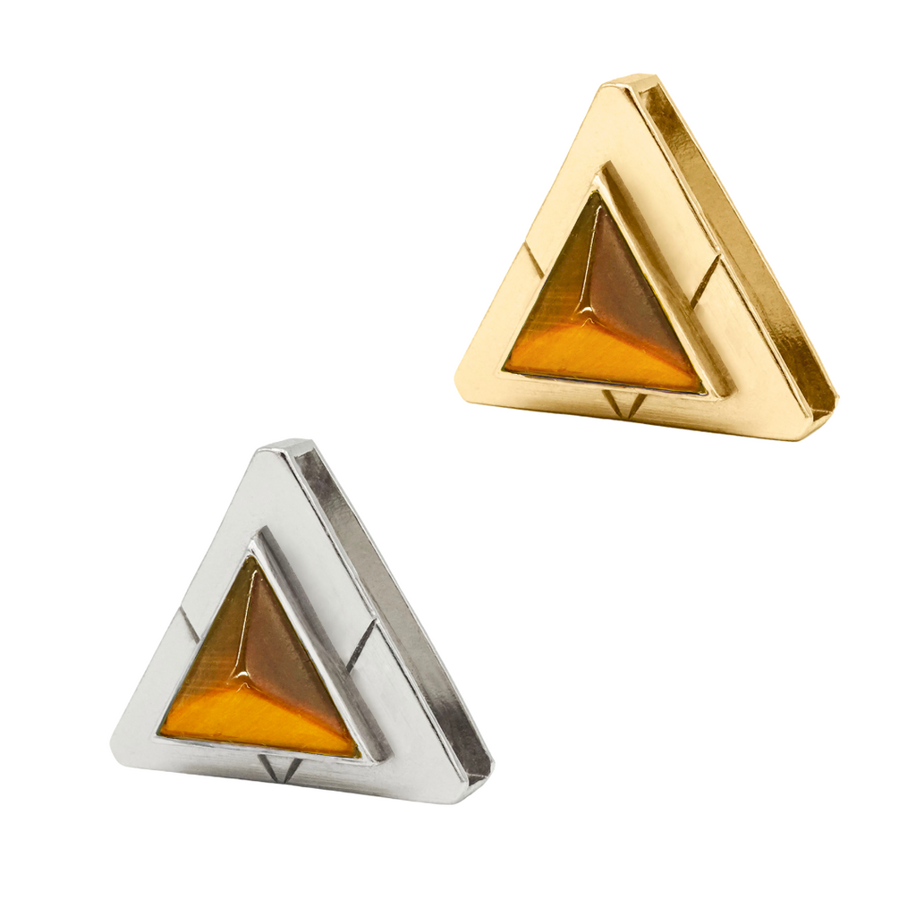 Tiger Eye Triangle Crystal Charm – Gold or Silver | DIPHDA