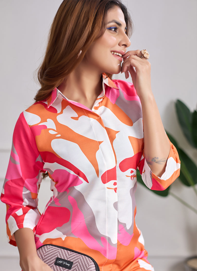 Multi Color Printed Cotton Rayon Co-Ord Set for Festive Occasions
