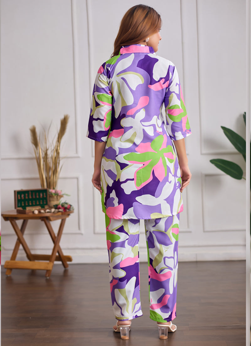 Multi Color Printed Cotton Rayon Co-Ord Set Festival Wear