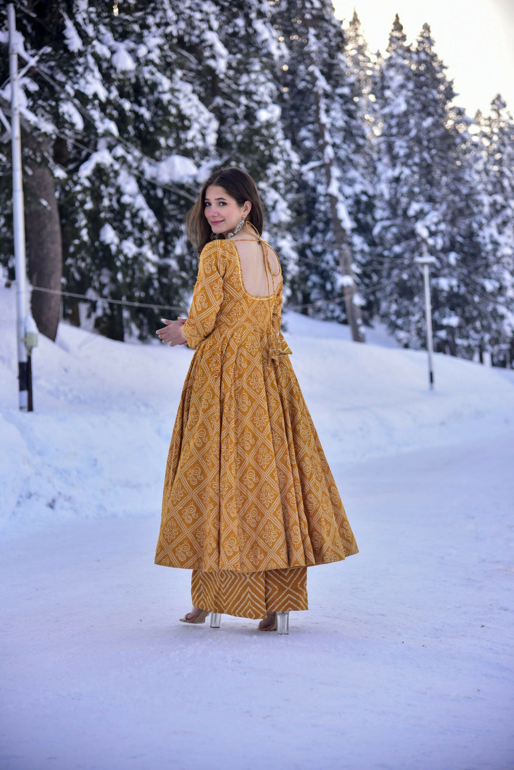 Women's Mustard Cotton Silk Digital Printed Kurta Plazo Set