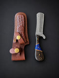 Titan Malachite Range Bull Cowboy Cutter with blue inlay handle and Damascus steel blade