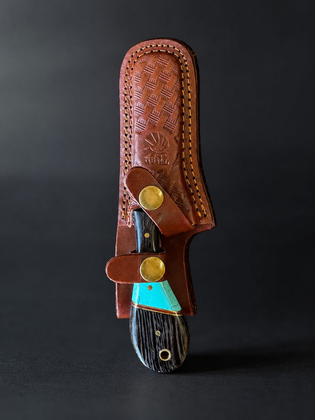 Malachite Range Bull Cowboy Cutter Sheepfoot Damascus Steel Knife