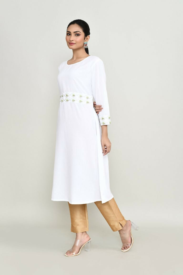 Black Rayon Tunic with Elegant Embroidery Detail