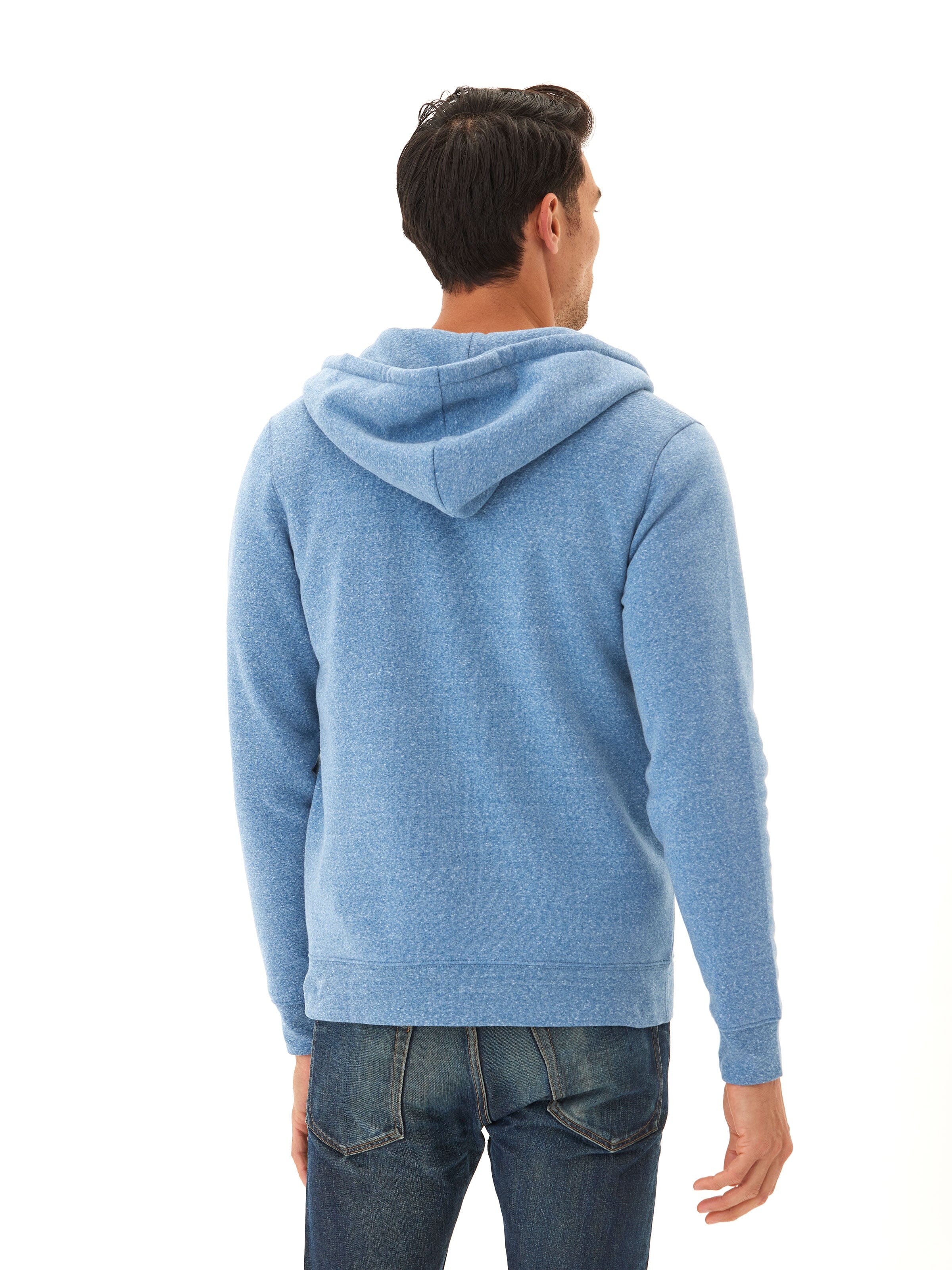 Men's Core Triblend Fleece Zip Hoodie in Blue and White