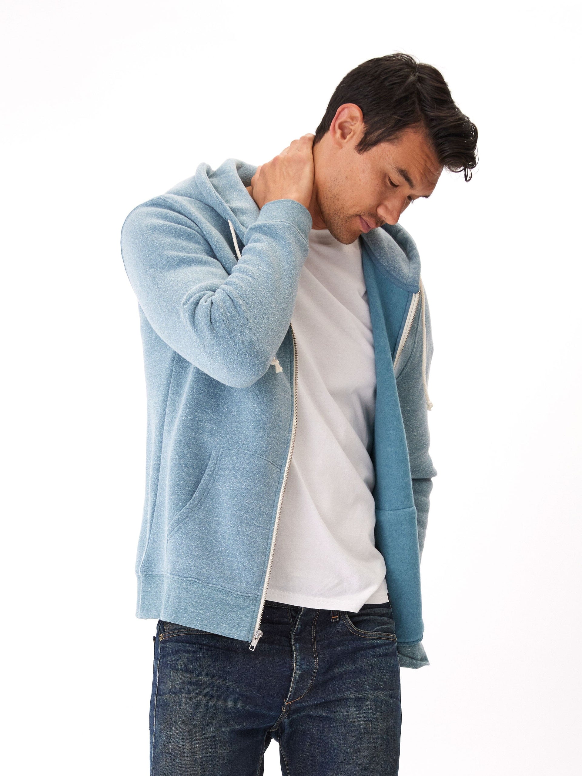 Men's Core Triblend Fleece Zip Hoodie - Lightweight Knit Outerwear